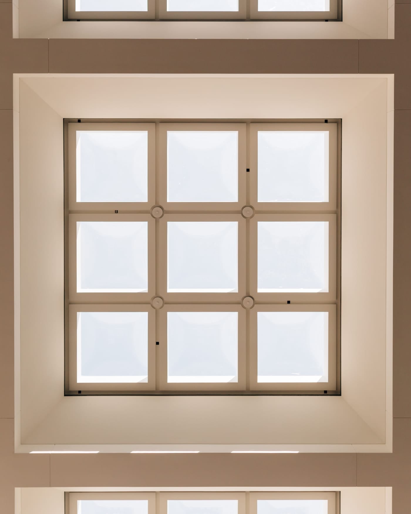 Coffered skylight ceiling of the Hart Senate Office Building seen from below